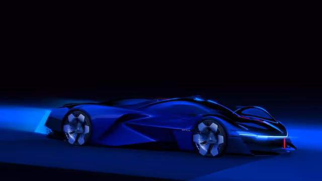 Futuristic Blue Sports Car Design