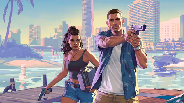 GTA VI Neon Cityscapes With Armed Characters