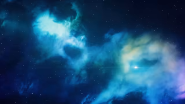 Celestial Blue Nebula With Glowing Stars