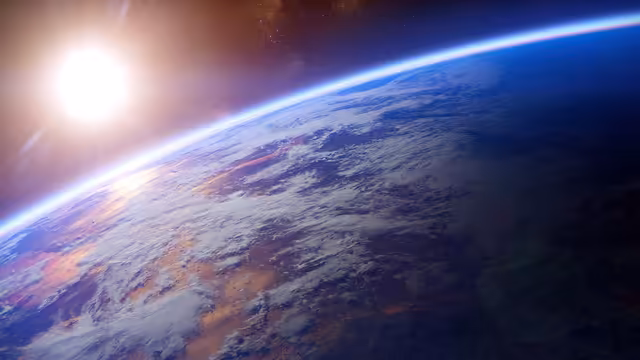 Earth From Space With Sunrise