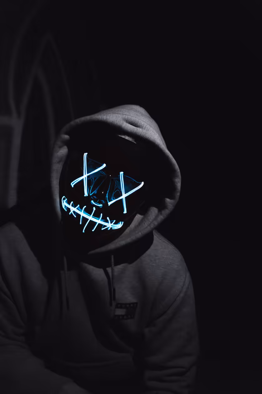 Anonymous Neon Mask Dark Portrait