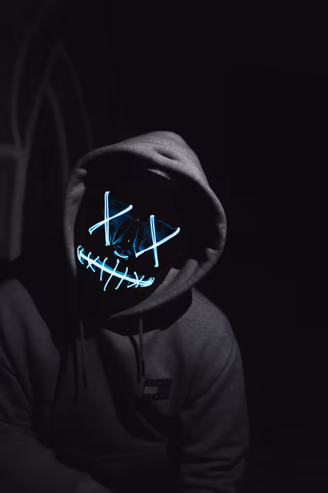 Anonymous Neon Mask Dark Portrait