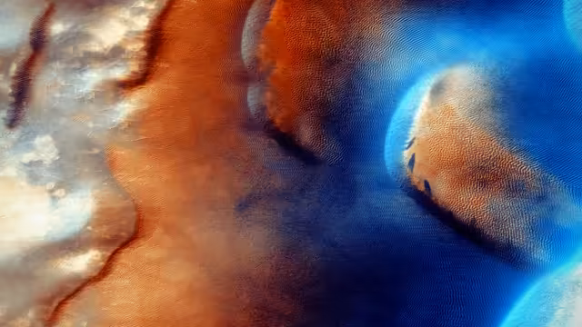 Mars Textured Surface Blue Landscape