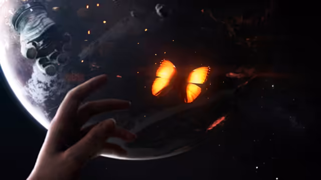 Glowing Butterfly Hand Cosmic Magic