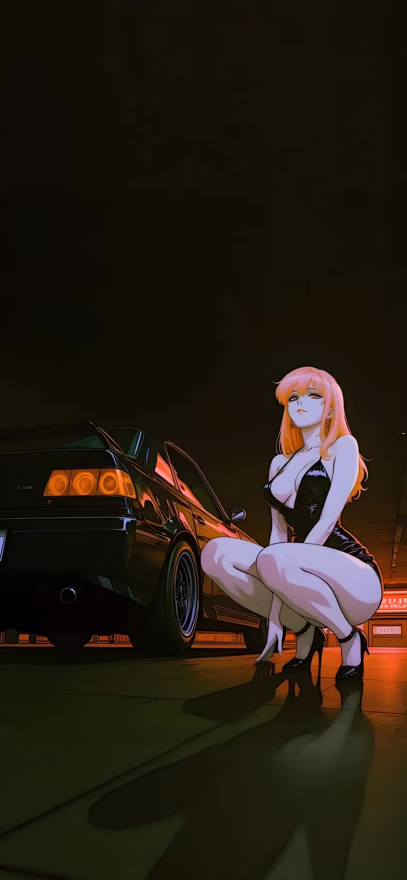 Anime Girl With Sports Car