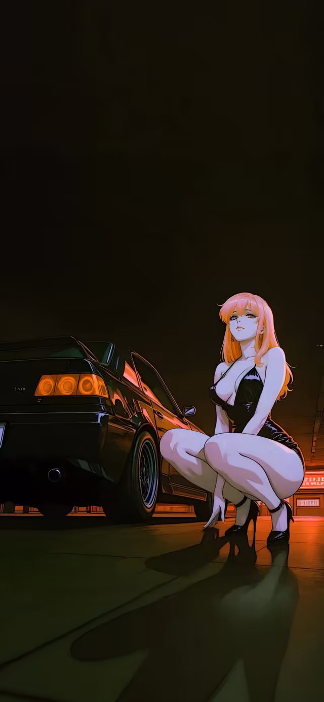Anime Girl With Sports Car