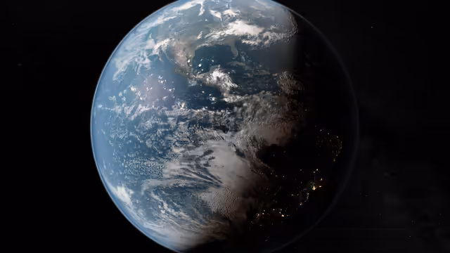 Earth in Space With City Lights