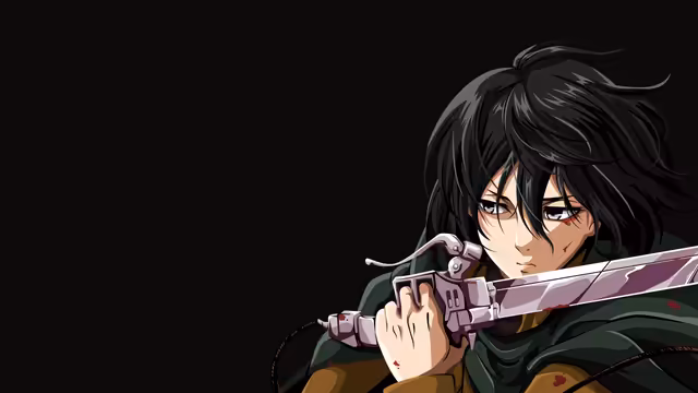Mikasa Ackerman black background 4k wallpaper