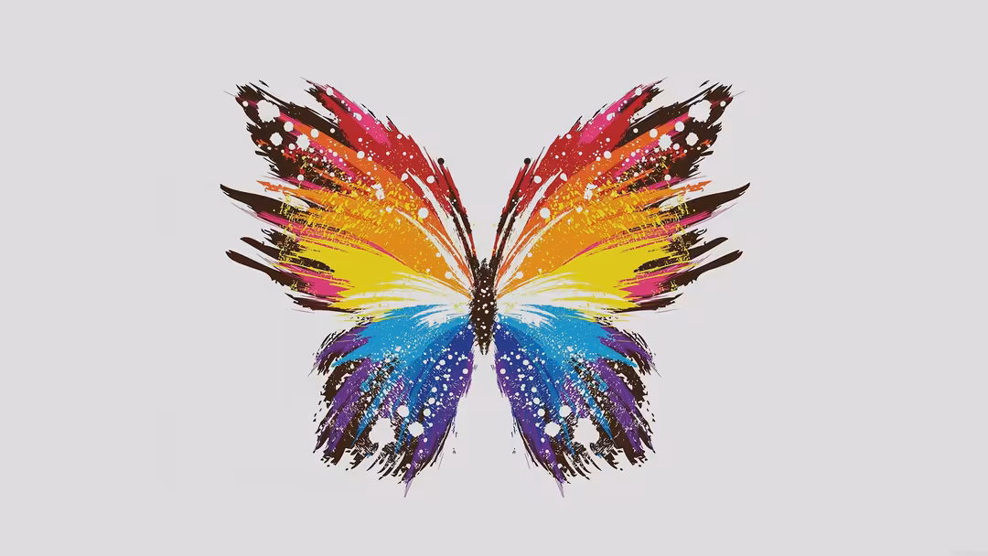Colorful Rainbow Butterfly Grunge Art — horizontal patterns Full HD wallpaper