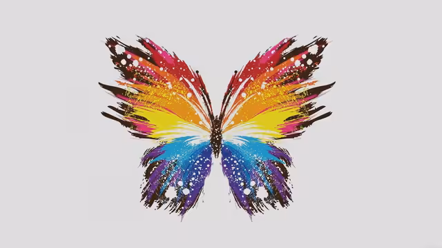 Colorful Rainbow Butterfly Grunge Art