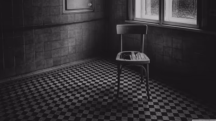 Solitary Chair Checkered Floor Noir