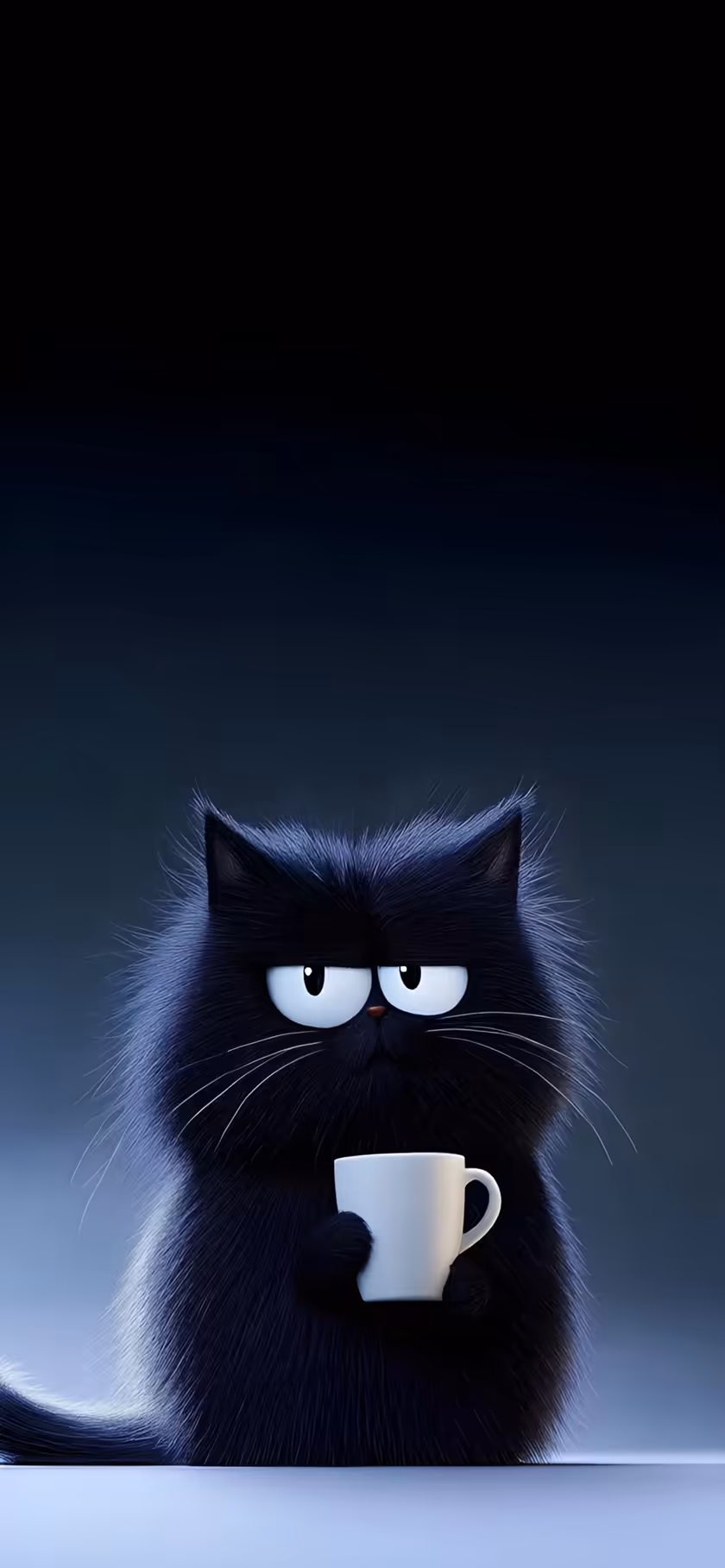 Grumpy Black Cat Coffee Art