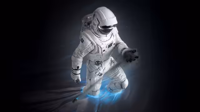 Astronaut In Space With Blue Light