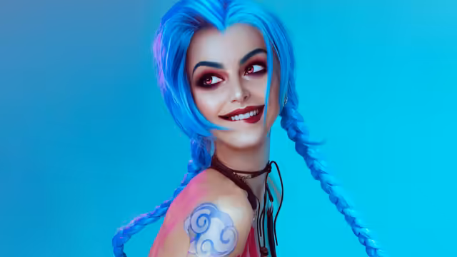 Jinx Neon Blue Hair Portrait