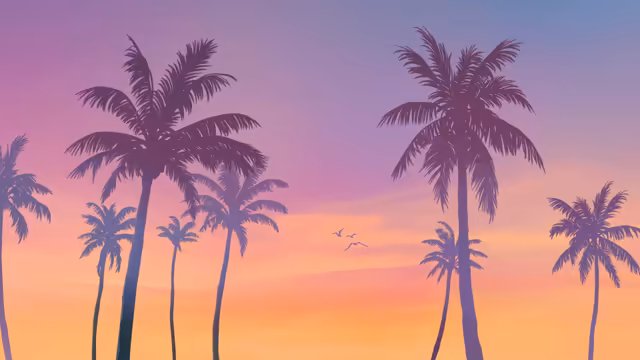 GTA VI Tropical Sunset Palm Trees Silhouette