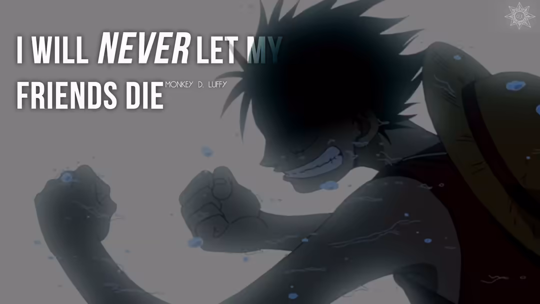 Monkey D. Luffy with spiky black hair and determined expression, clenched fist glowing with blue energy, dramatic silhouette