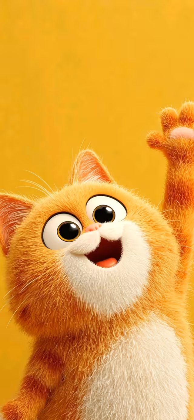 Cute Orange Cat Wave