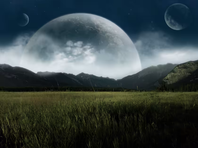Alien Planet Over Green Valley