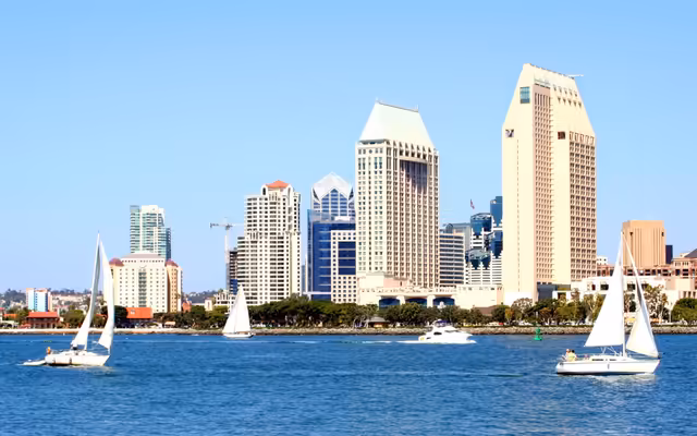 San Diego Waterfront Sailboats Skyline