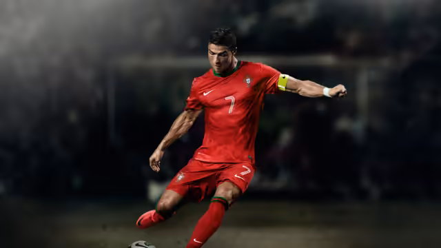 Cristiano Ronaldo Red Jersey Action