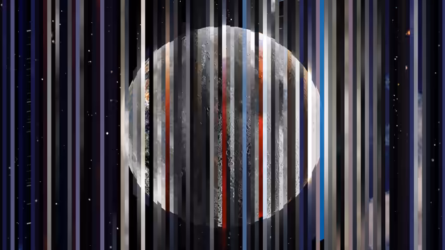 Moon Behind Colorful Striped Lines