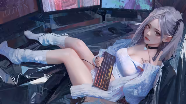 Anime Girl Gaming Neon Room