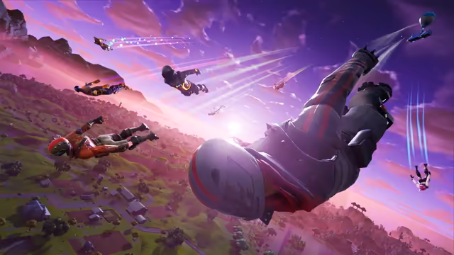 Flying Jetpack Warriors Purple Sky