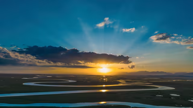 Golden Sunset Over Winding Rivers