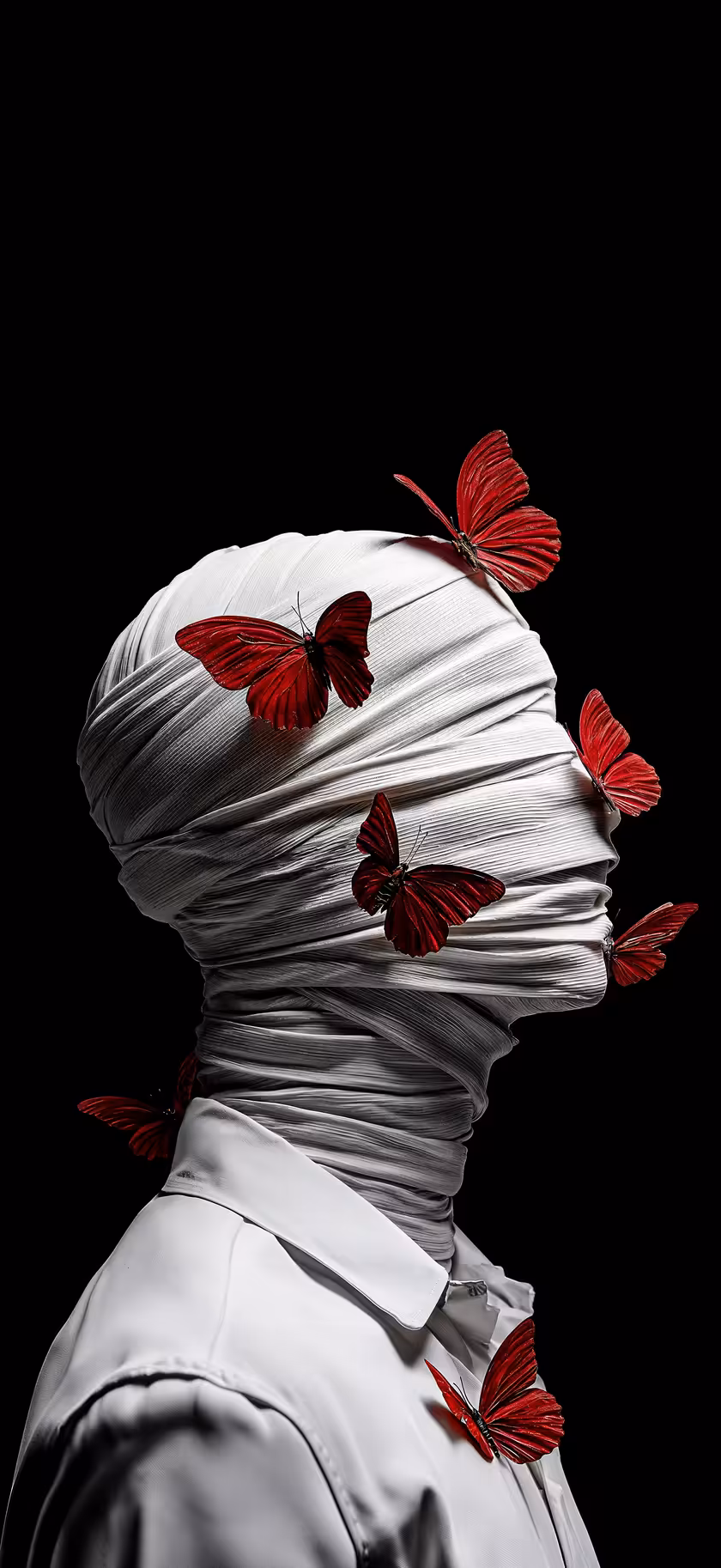 Wrapped Head Red Butterflies