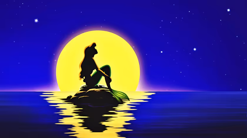 Disney Mermaid Moonlit Ocean Silhouette