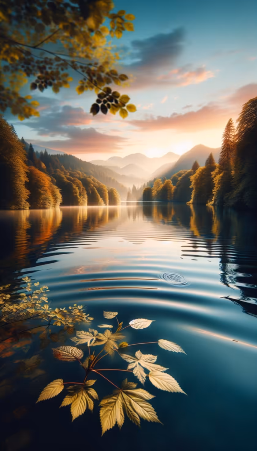 Golden Forest Lake Mountain Sunset — vertical rivers HD wallpaper
