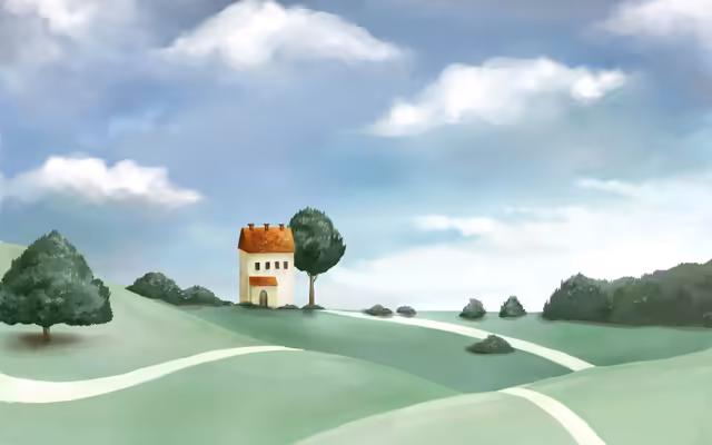 Countryside House With Winding Road