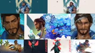 Harbor character from Valorant video game with teal and brown tones, surrounded by mystical water elements and abstract art s