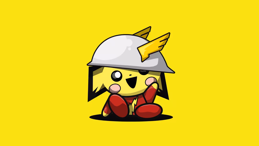 Kawaii character with yellow round face wearing gray military helmet and red boxing gloves against bright yellow background
