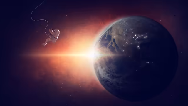 Astronaut Floating Above Earth