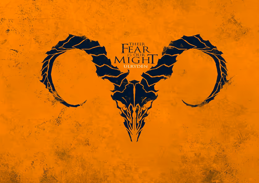 Dark Demon Skull Orange Grunge