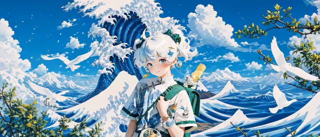 Anime Ocean Wave Girl