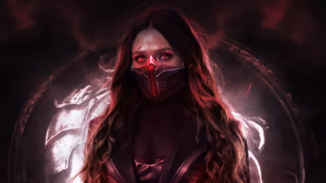Scarlett Johansson Red Neon Mask