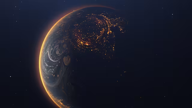 Alien Planet With Glowing Lights