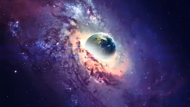 Earth in Cosmic Nebula Cloud