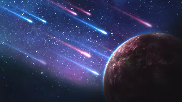 Cosmic Planet With Meteor Shower