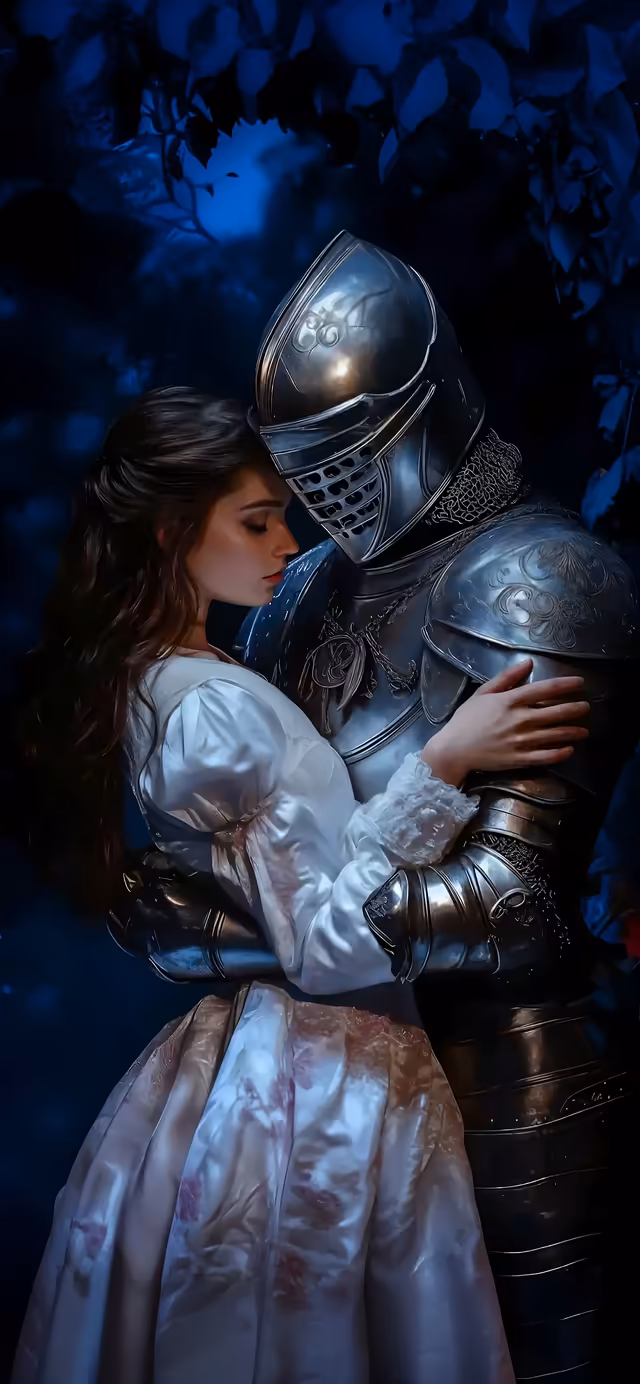 Romantic Medieval Knight and Lady Fantasy Wallpaper – Free HD Mobile Background for Android & iPhone
