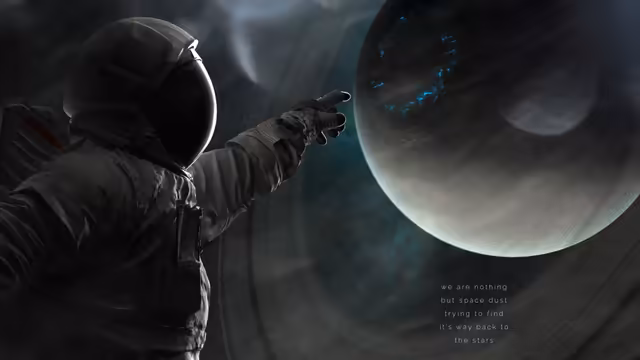Astronaut Reaching Toward Distant Planet