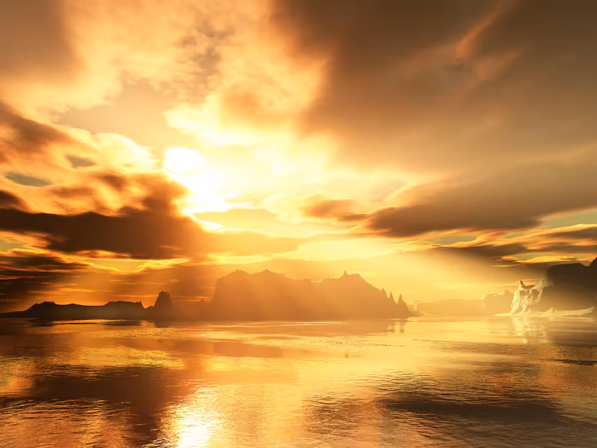 Golden Sunset Arctic Landscape