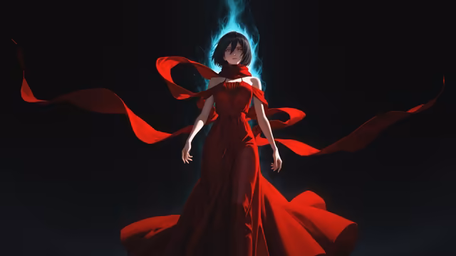 Mikasa Ackerman Red Dress Glow