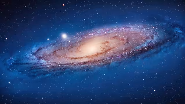 Spiral Galaxy Against Deep Blue Space