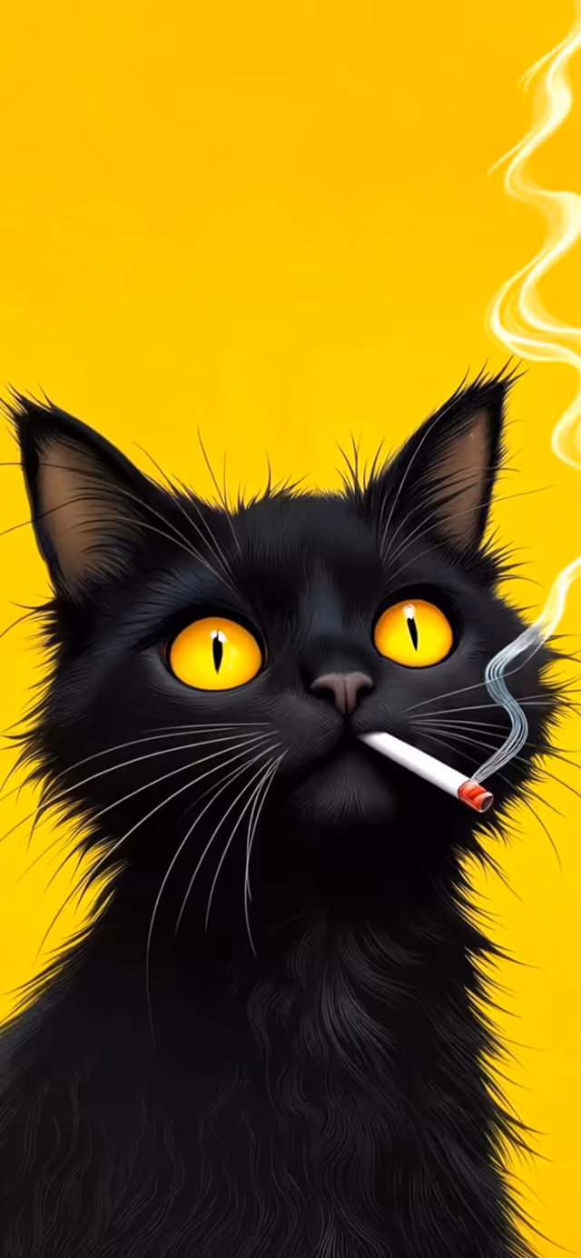 Black Cat Yellow Eyes Cigarette