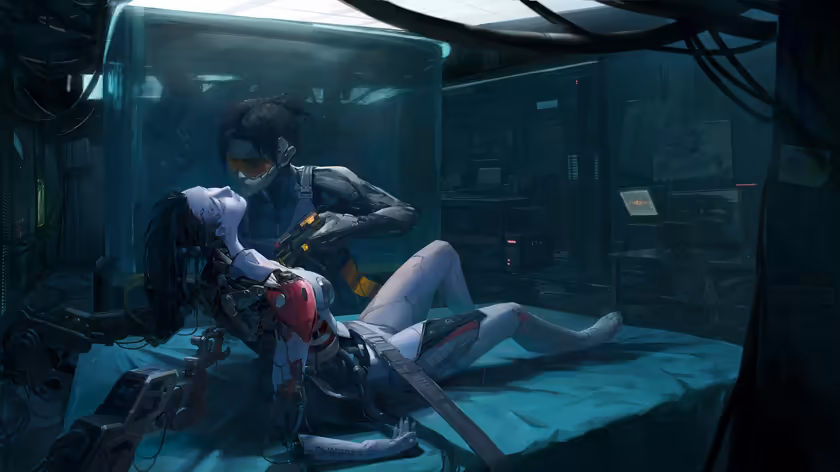 Cyberpunk Neon Warrior Rest Chamber