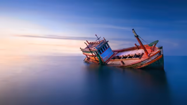 Abandoned Fishing Boat at Twilight