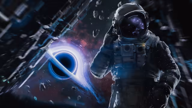 Astronaut In Space With Black Hole
